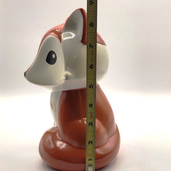 Red Fox Ceramic Coin Bank Burnt Orange White Fab NY Piggy Bank Foxy - Picture 9 of 11